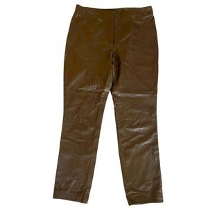 Dana Buchman 100% Real Leather Brown Pant Women's Size 6